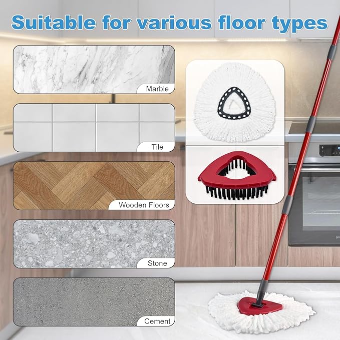 Mop Heads Replacements for Ocedar, Mop Replace Head for O Cedar, Spin Mop Replacement Head for Ocedar Easy Wring 1 Tank System, Mop Heads Include 2 Pack Spin Mop Refills and 2 Pack Scrubber Mop Head