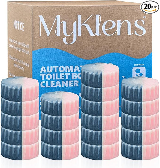 Toilet Bowl Cleaner Tablets, Automatic Toilet Bowl Cleaners, Long-Lasting Toilet Tabs Drop in Tank for Deodorizing & Descaling, Blue & Pink, 20 Packs