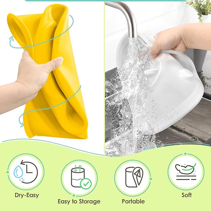 2 Gallon Bucket Liner with Lid – Food Grade, Foldable & Heat-Resistant – Multi-Purpose Reusable Silicone Bucket Pail Liner for Kitchen, Outdoor, Gardening, Camping, Thinset & Paint(Yellow