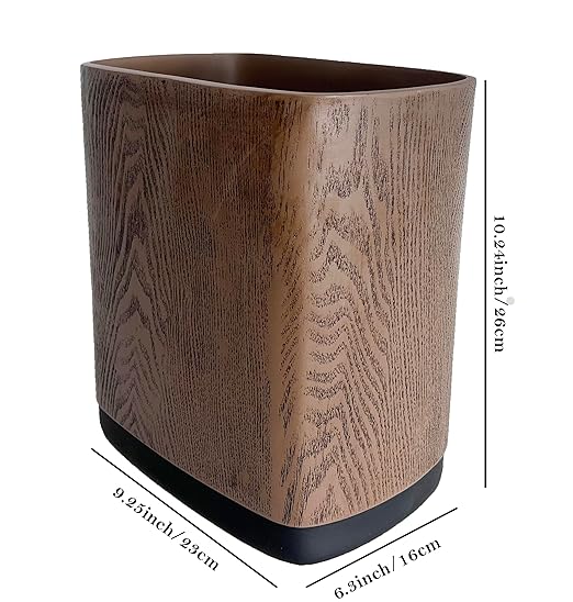 Hymmah Bathroom Trash Can 1.8 Gallon(7 Liter) Small Kitchen Garbage Can,Decor Wastebasket for Bedroom Office,Resin Hand-Carved Wooden Color
