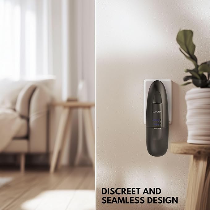 Levona Scent Abela 100 - Essential Oil Diffuser & Plug in Air Freshener for Home, Office and Hotel Use, Waterless Diffuser & Nebulizer - Matte Black, 500 sqft (Button Control, Oil Not Included)