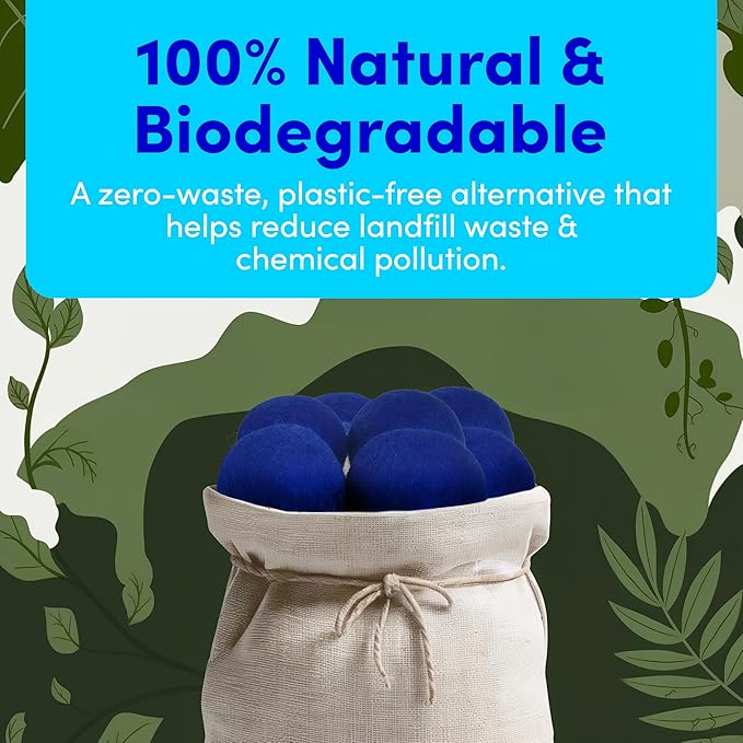Zero Trace Wool Dryer Balls - Dryer Balls Laundry Reusable - Eliminate Wrinkles Static & Lint – Cruelty Free & Non-Toxic - Laundry Balls for Dryer -Fabric Softener Ball – Wool Balls with Fragrance Oil