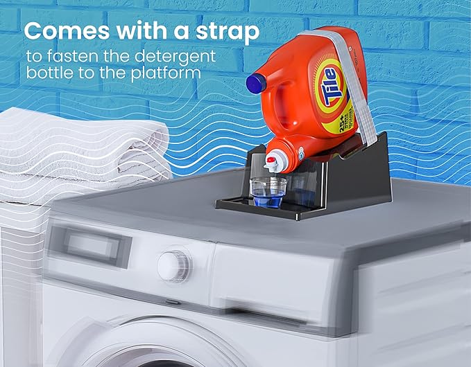 TidyFriend 2 Pack Liquid Laundry Detergent Holder Stand with Drip Tray & Rubber-Grip Feet, Stand for Laundry Room Organization and Storage, Fabric Softener Dispenser with Cup Holder (Black)