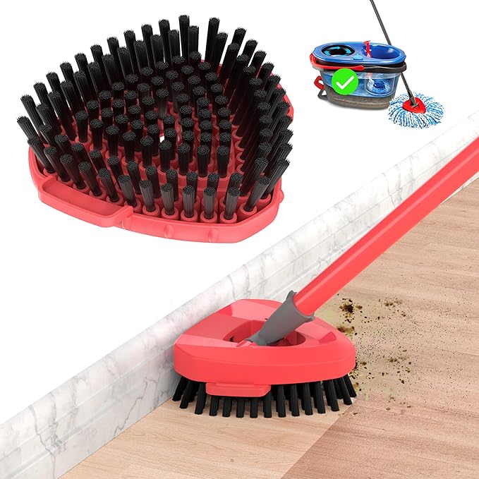 Upgraded Scrub Brush Head, Compatible with O Cedar Mop 2 Tank System ONLY, All Bristles & Angled Scrubber Mop Head for Better Corners Cleaning Brush Along Walls Deck Bathroom Kitchen - 1 Pack