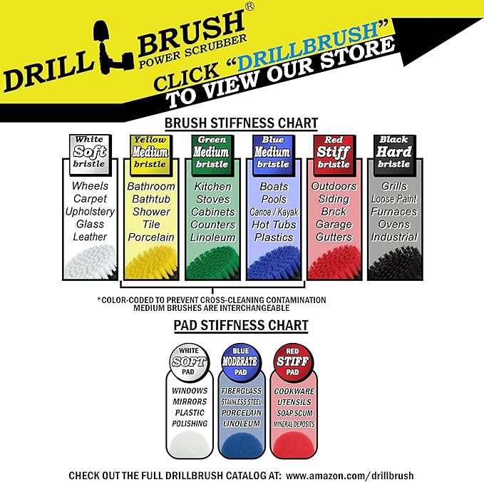 Drill Brush Power Scrubber by Useful Products - Toilet Bowl Power Brush - Bathroom Cleaner - Shower Cleaner - Bathroom Accessories Set - Cleaning Kits - Spin Scrubber Drill Attachments for Cleaning