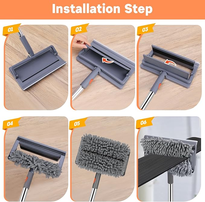 Ceiling Fan Cleaner Duster, Ceiling Fan Duster with 37"-80" Adjustable Length, Ceiling Fan Blade Cleaner Bidirectional 180° Rotation for Ceiling Fan, Window Walls Floor