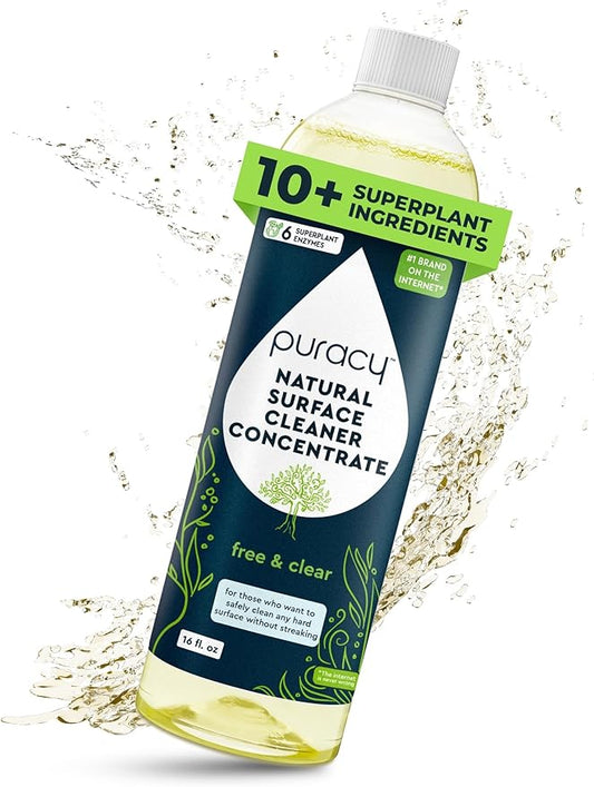 Puracy Multi-Surface Cleaner Concentrate - Plant-Powered Everyday Surface Cleaner - Natural All Purpose Cleaning Solution As Seen on TikTok (Free & Clear, 16 fl oz)