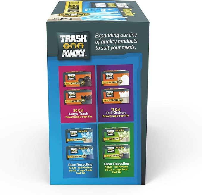 Heavy Duty Recycling Bags | Tall & Strong Bags for Home & Kitchen - (50 Ct, 13 Gallons) Large Trash Bags Paper, Plastic & Aluminum | Thick Recycle Bin Bags (Blue)