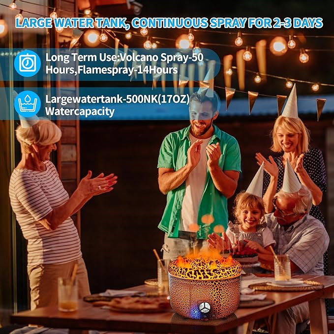 BOHOFAM Essential Oil Diffuser 500ML,Volcano and Flame Diffuser/Humidifier 2 Mode,Three Volcanic Vent Diffusers for Home,Included 4 Hotel Collection Diffuser Oil for Bedroom(Gray Crack)