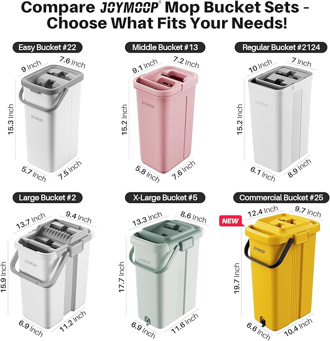 JOYMOOP Mop and Bucket with Wringer Set, Hands Free Flat Floor Mop and Bucket, with 8 Washable Microfiber Pads, Wet and Dry Use, Floor Cleaning System