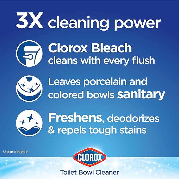 CLOROX Ultra Clean Toilet Tablets Bleach & Blue, Rain Clean Scent 2.47 Ounces Each, 2 Count (Package May Vary)