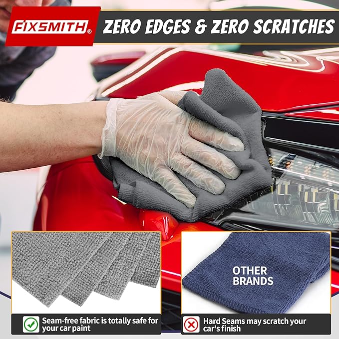 FIXSMITH Shop Towels, Pack of 50, Grey Microfiber Cleaning Cloth Bulk, Microfiber Towels for Cars, All-Purpose Absorbent Cleaning Rags, Dust Cloth for Automotive, Mechanic, Garage, 11.5 x 11.5 inch