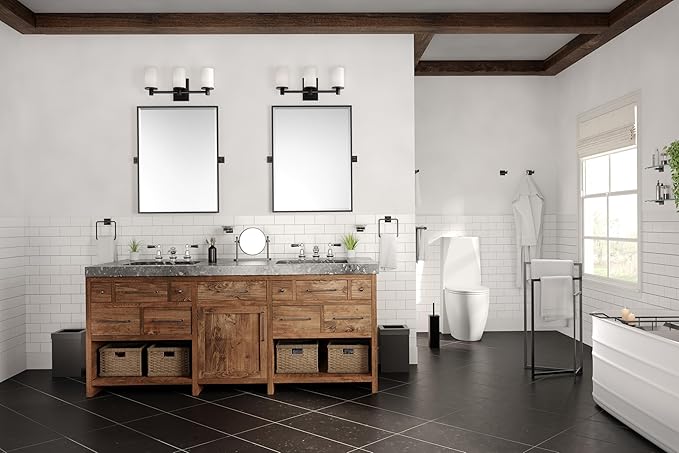 Gatco Modern Square Waste Basket and Toilet Brush Set, Matte Black - Stainless Steel Trash Can with Removable Lid, Leakproof, 3 Gallon Capacity for Bathroom, Bedroom, Kitchen, or Office