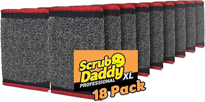 Scrub Daddy Large Steel Scouring Pads - Scour Daddy Steel XL Stainless Steel Dish Scrubber Sponge - Durable, Shred-Resistant Scour Pads - Bulk Kitchen Sponges & Commercial Cleaning Supplies (18 Count)