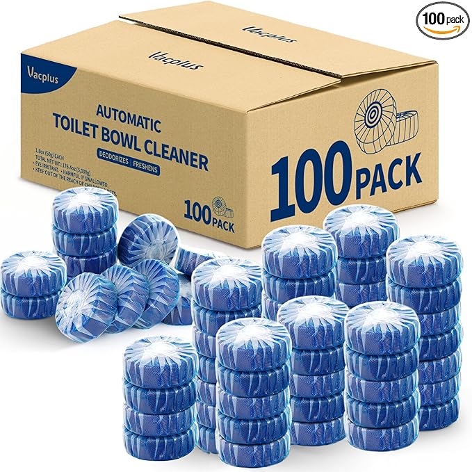 Vacplus Automatic Toilet Bowl Cleaner Tablets, Bathroom Toilet Tank Cleaner (100 PACK), VA-T165