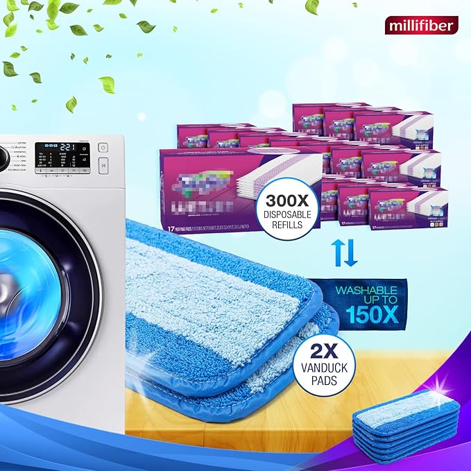 Reusable Mop Pads Compatible with Swiffer WetJet (6 Pack) - Microfiber Mop Refill for Wet Mopping Cloths - Hardwood Floor Cleaning Spray Pads are Reusable Replacements