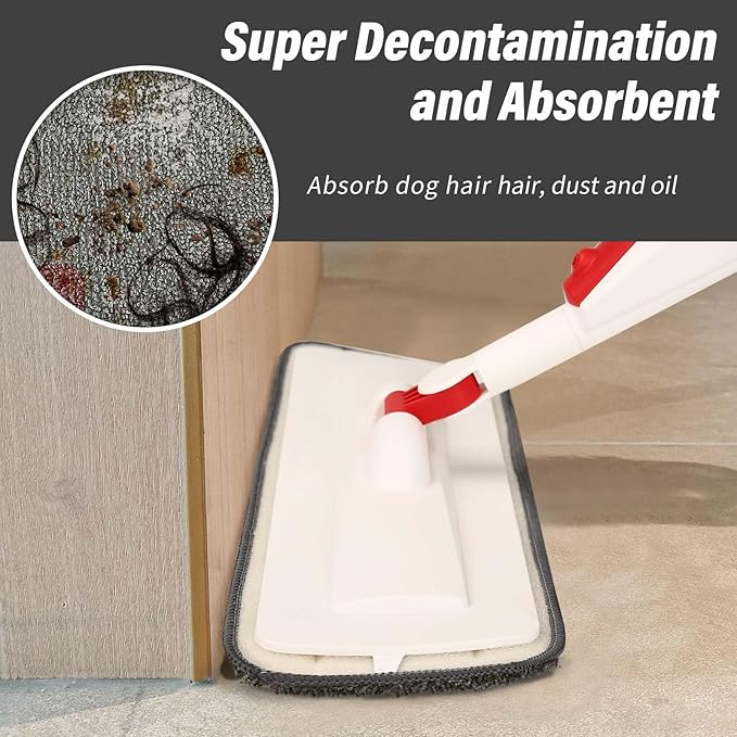 16.5 inch Mop Pads Refills, 3 Pack Microfiber Reusable Replacement Mop Pads Flat Replacements Heads for Wet Or Dry Floor Cleaning and Scrubbing, Grey Cloth