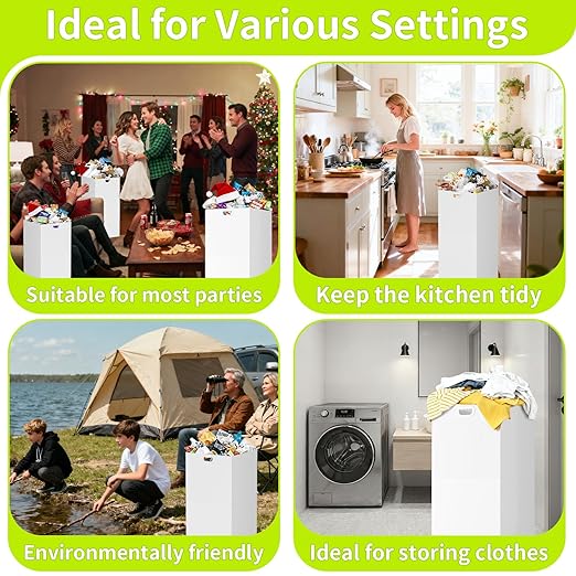 13 Gallon Disposable Trash Cans for Parties, 6 Pack Extra Large Portable Trash Can White Pop Up Trash Cans Bin, Recycle Collapsible Garbage Can Bins for Party Kitchen Camping Trash Can