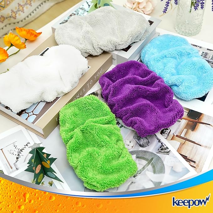 KEEPOW Reusable Microfiber Mop Pads for Swiffer Sweeper Mop, Washable Wet Pad Refills for Wet & Dry Use, Microfiber Dry Sweeping Cloths for Hardwood Floor Cleaning, 10 Pack (Mop is Not Included)