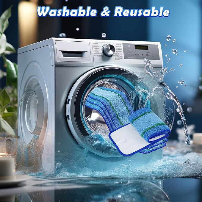 6 Pack Microfiber Cleaning Pads for Mop Hardwood Floor Cleaner Mop Replacement, Deep Microfiber Cleaning Pad Dusting Pad Wet Mop Dry Dust Mop Cleaner (Green)