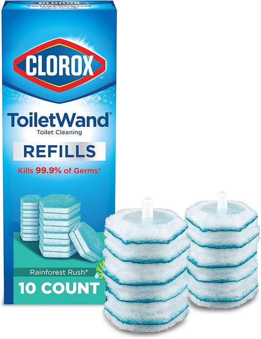 Clorox ToiletWand Toilet Cleaner Refills, Toilet brush, Rainforest Rush, 10 Ct
