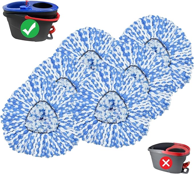 Mop Replace Head, 6 Pack Mop Heads Replacements for Oceda RinseClean 2-Tank System, Spin Mop Replacement Head, Microfiber Mop Refills, Machine Washable and Deep Cleaning (NOT for 1-Tank System)