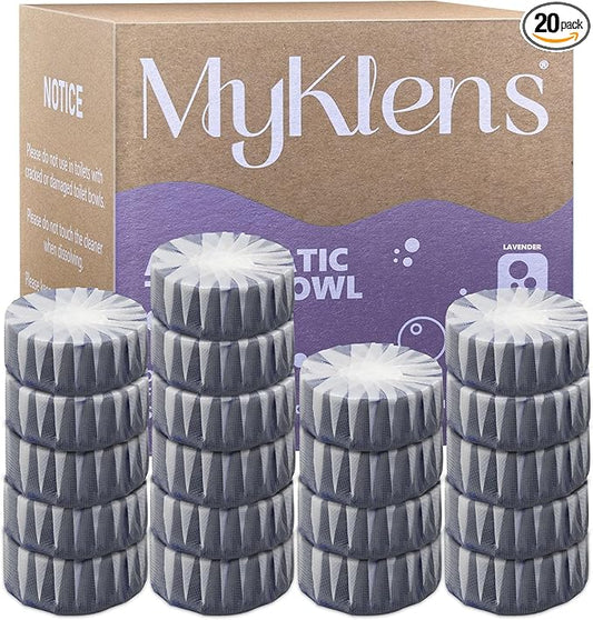 Toilet Bowl Cleaner Tablets, Automatic Toilet Bowl Cleaners, Long-Lasting Toilet Tabs Drop in Tank for Deodorizing & Descaling, Purple, 20 Packs