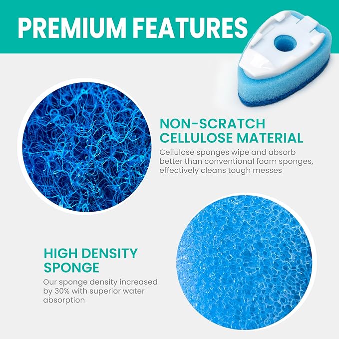 HELIME Dishwand Handle with Sponge Refills,5 Heavy Duty Dish Wand Refill with Hole,Non-Scratch Dishwashing Brush with Soap Control Dispenser, Leak-Proof Kitchen Scrubber for Pans,Dishes,Scrub Clean