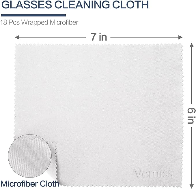 Vemeiss 18 Pack Microfiber Cleaning Cloths, Eyeglasses Cleaner Wipes, Lens Wipes for Sunglasses Camera Lenses Cell Phones Laptops and More (Color 2)