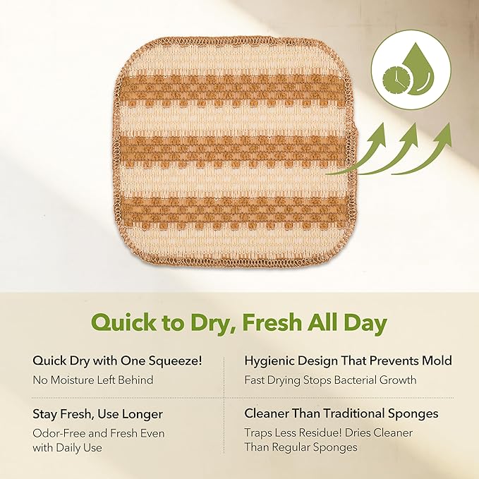 Modu 10 Pcs EcoCorn Dish Scrubber, Dishwashing Mesh Net, Kitchen Scrub Sponges-Biodegradable Corn Fiber, Non-Scratch, Ordor-Free, Microplastic-Free, All Purpose Kitchen & Household Cleaning (10 count)