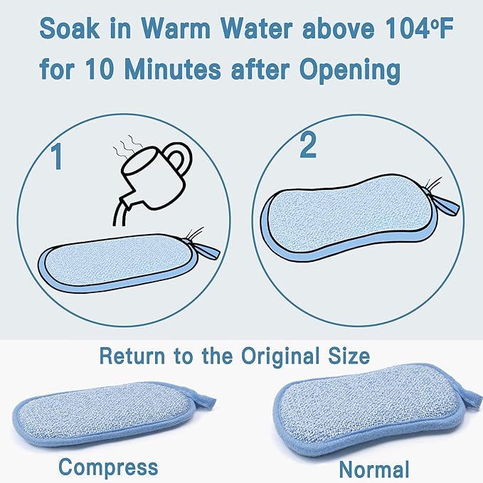 Dish Sponge Kitchen Sponges,Scrub Sponges,Double Sided Cleaning,Non Scratch,Ultra fine Fiber Wiping+Stainless Steel Wire to Remove Stubborn Stains,Durable Thickening (Large 6-Pack)