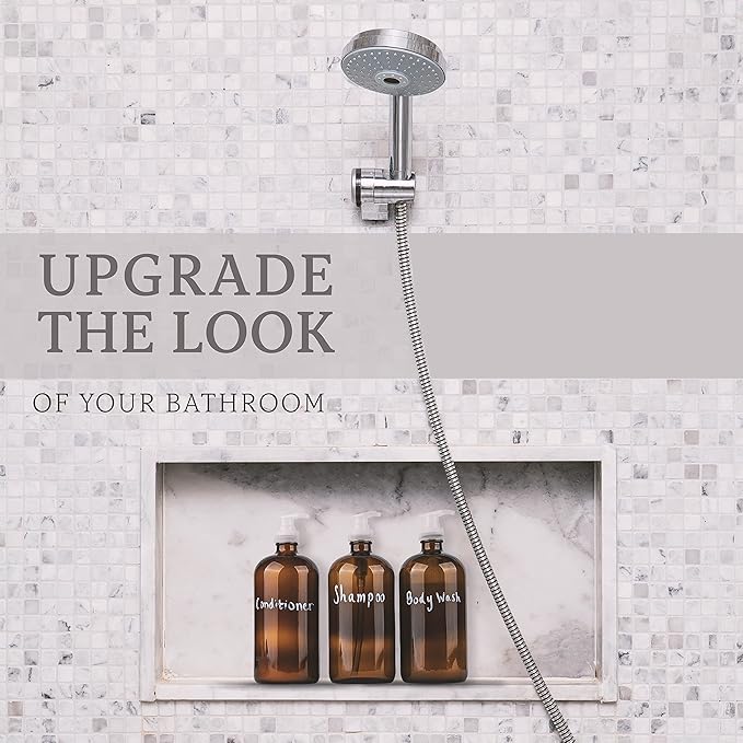 kitchentoolz 32 Ounce Large Amber Glass Boston Round Bottles w/Natural Color Pumps. Great for Lotions, Soaps, Laundry Detergent and Essential Oils - Food Safe and Medical Grade (Pack of 2)