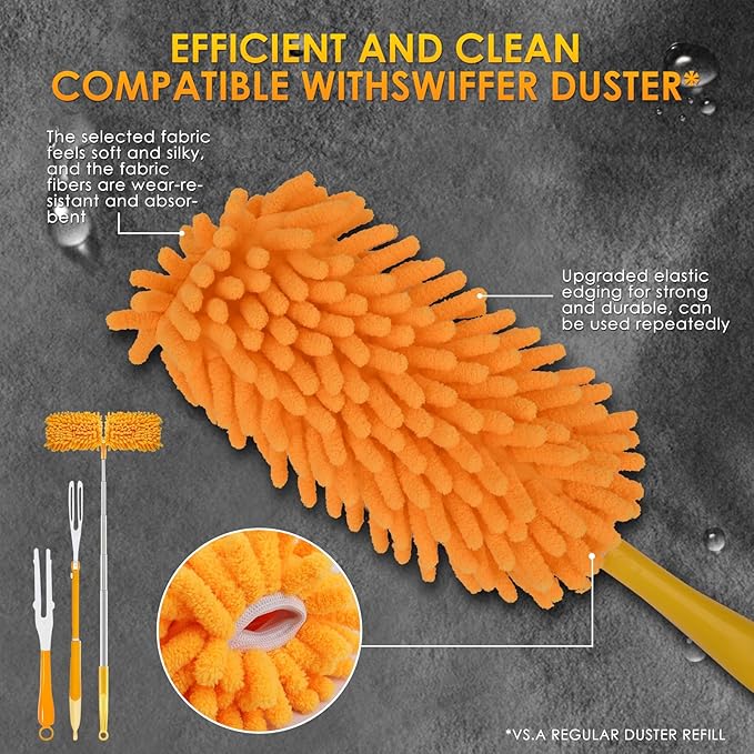 Redones Dusters for Swiffer - Reusable Duster Refill Compatible with Swiffer Hand Duster, 360 Heavy Duty Dusters Refills 8 Pack(Handle is Not Included)