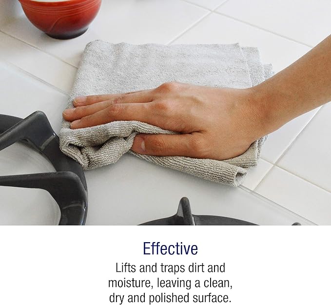 Ultra-Cut Absorbent Microfiber Towels, Silver-Embedded, Lint & Scratch-Free, for Home, Lab, & Dairy Industry Use, 12x12 Inches 25-Pack