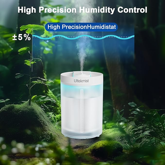 2-in-1 Cool Mist Humidifier for Bedroom, Large Room, Baby Nursery & Plants, 4L Top Fill with Oil Diffuser, Nightlight, 31H Runtime, Quiet 30db, Clear