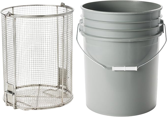 Dip N’ Drain – The Ultimate Stainless Steel Parts Cleaning Basket | Fits Any 5-Gallon Bucket, 1/4″ Mesh, Swing Handle (Bucket Included)