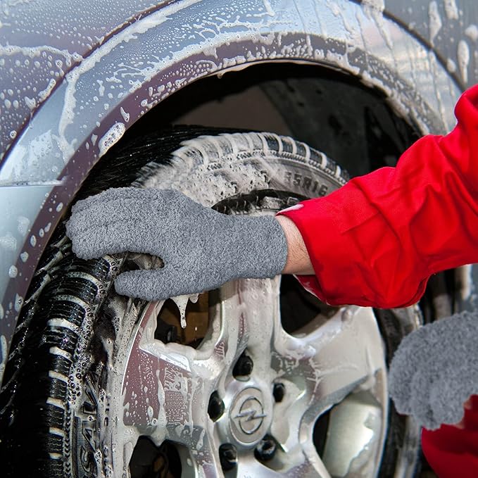 Patelai 3 Pairs Microfiber Plant Dusting Gloves Leaf Cleaning Gloves for Indoor Plants, Blinds, Furniture, House(Large,Dark Blue, Gray, Khaki)