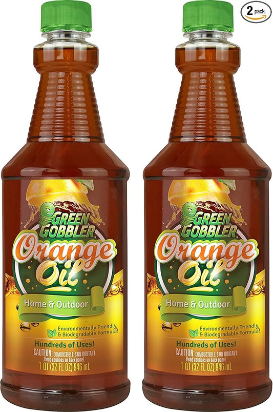 Green Gobbler Cold Pressed Concentrated Orange Oil for Home and Outdoor Multi-Purpose Cleaning- Hundreds of Uses - 32 oz (2 PACK)