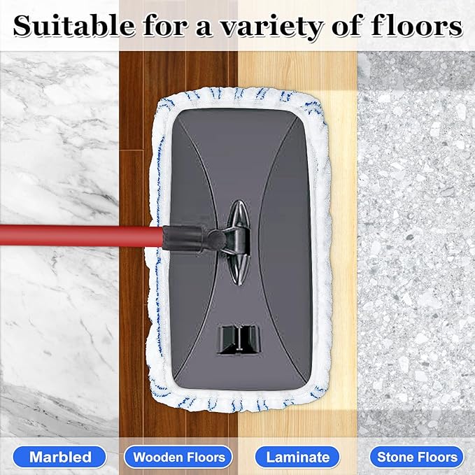 Mop Heads Replacements for Ocedar Hardwood Floor 'N More Microfiber Mop, 3 Pack Mop Refills for O-Cedar Hardwood Floor 'N More Microfiber Mop, 15 x 8 Flat Dust Mop Heads Pads for O Cedar Mop