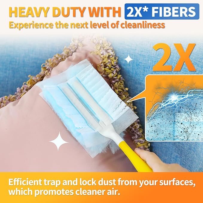 30 Count Electrostatic Duster Refills Compatible with Swiffer,Multi-Surface Dusting Refills,Microfibre Duster for Cleaning with 1Pcs Short Handle,Unscented