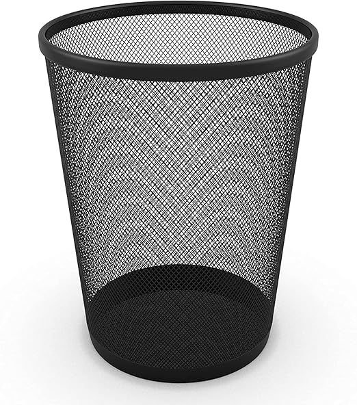 Zuvo Waste Basket | Metal Wire Mesh Bin | Pack of 2 | Lightweight & Stylish | Ideal Trash Can for Home & Office Waste | 4 Gallon (Black)