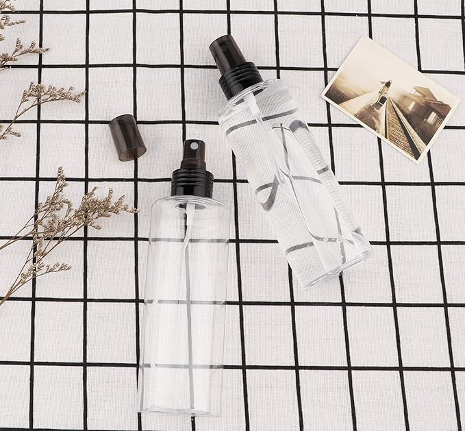 Yebeauty Empty Spray Bottles for Essential Oils, 8oz Refillable Clear Plastic Misting Spray Bottles Atomizer Fine Mister Spray Bottle for Beauty Products, Cleaning, Pack of 2