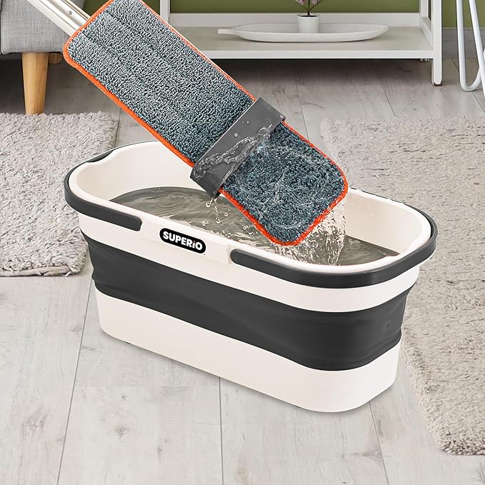 Superio Fold N' Go Mop Buckets with Wheels 6-Pack - Collapsible Cleaning Bucket, 10L, Portable Water Pail for Home, Car, and Outdoor Use