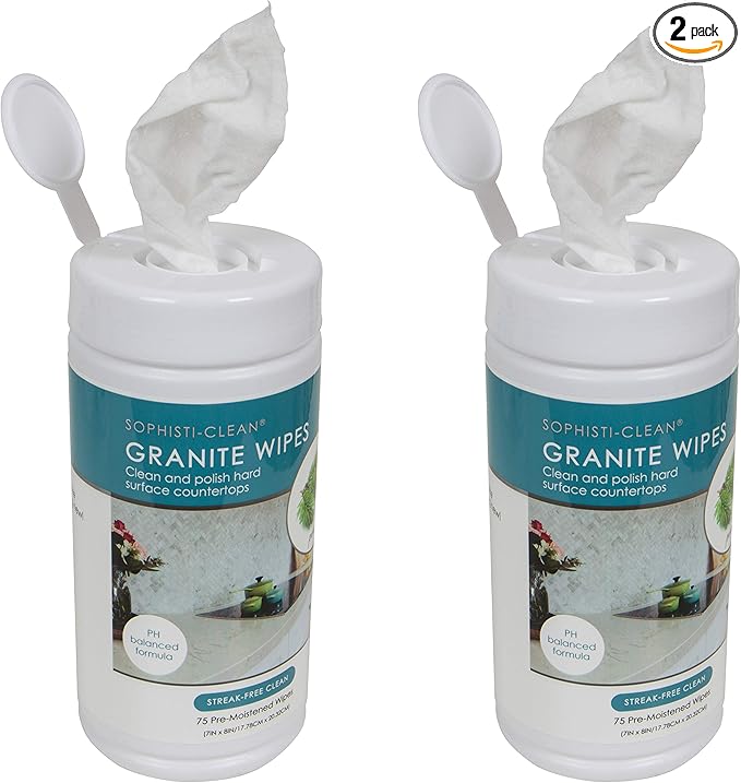 Evriholder Sophisti-Clean Granite Wipes 75 Count, Pre-Moistened Disposable Cloths for Hard Surface Countertops, Pine Fragrance, Pack of 2, Model: SCG2P6-AMZ