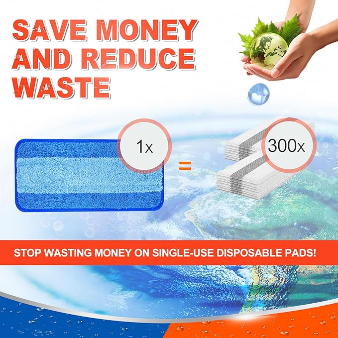 DR DAPPER Reusable Wet Jet Pads Compatible with Swiffer WetJet Mop, 2 Pack Wet Jet Refills, Reusable Wet Pads, Microfiber Mop Pad Refills for Floor Mopping and Cleaning, Wet & Dry Use Refills, Blue