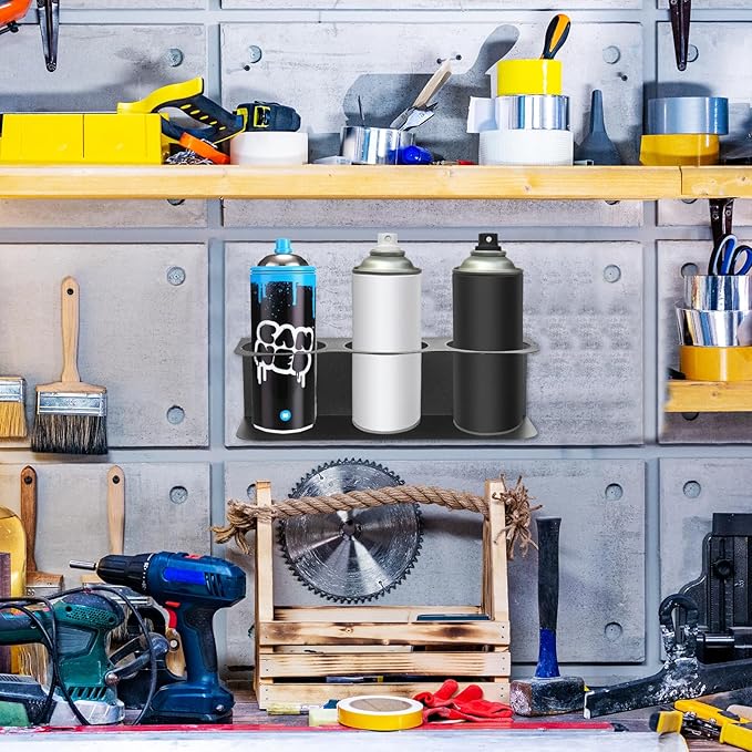 2 Pcs 3 Holes All-Purpose Spray Bottle Holder Wall Mount Heavy Duty Spray Can Holder Rack Organizer Storage for Home Garage Workspace, Heavy-Duty Powder Coated Steel Storage Rack