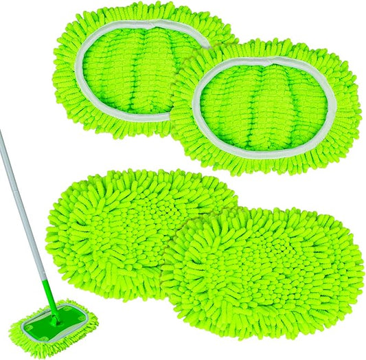 Reusable Mop Pads for Swiffer, 4-Pack Microfiber Washable Reusable Mop Duster Pads for Swiffer Sweeper Mop, Wet Dry Sweeping Mop Pad for Swiffer Sweeper Mop