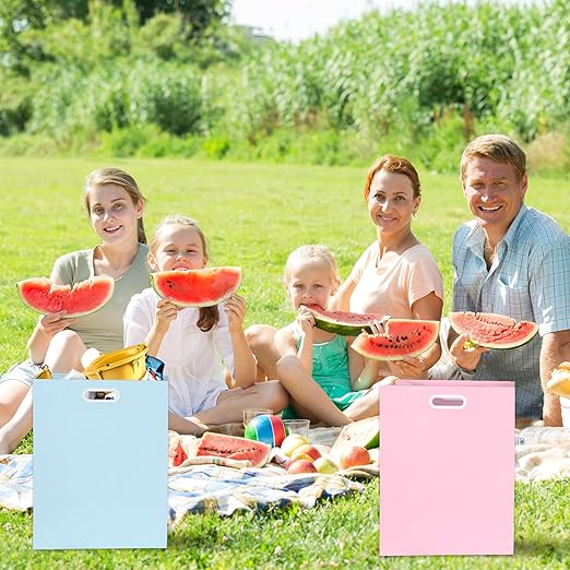 Whaline 12Pcs Pastel Disposable Trash Cans with Built-in Handles Purple Yellow Pink Blue Paper Garbage Can Waterproof Layer Recycling Bins for Home Kitchen Office