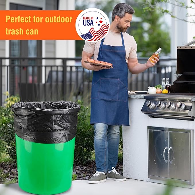 Delxo 40-45 Gallon Black Trash Bags, 125 Count – Heavy Duty Contractor Garbage Bags, Thick, Durable & Puncture-Resistant Plastic – Made in USA for Kitchen, Yard & Commercial Use