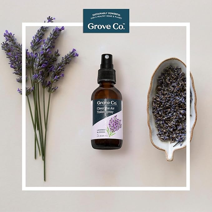 Grove Co. Toilet Spray, Clear the Air Bathroom Spray Air Freshener (2 fl oz) Odor Eliminator for Strong Odor, 100% Natural Lavender Blossom Scent, Vegan, Paraben & Phthalate Free (Pack of 3)